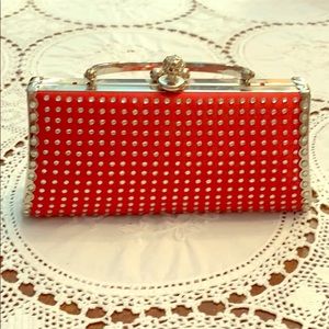 Red jeweled evening bag
